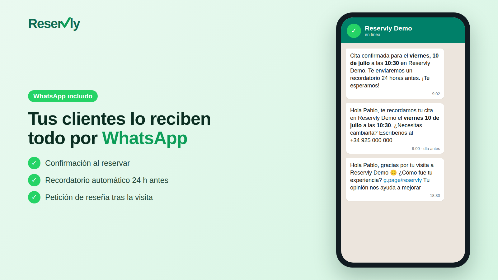 Confirmaciones y recordatorios por WhatsApp