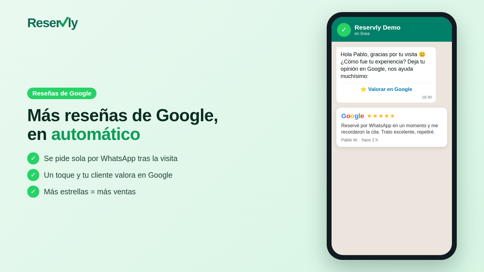 Reseñas inteligentes: 4-5 estrellas a Google, 1-3 en privado